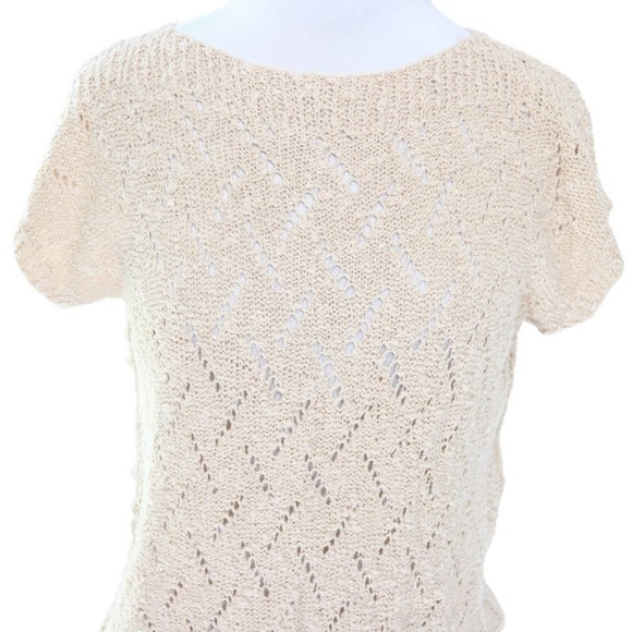 VINTAGE Hand Crocheted Pullover Short Sleeve Sweater Top, MEDIUM - Picture 2 of 4